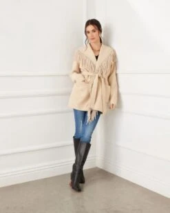 Belted Fringe Jacket - Karen Kane -Karen Kane 13117200 fpx