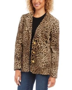 Leopard Print Corduroy Jacket - Karen Kane -Karen Kane 13117215 fpx