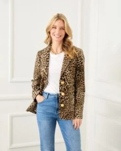 Leopard Print Corduroy Jacket - Karen Kane -Karen Kane 13117217 fpx