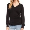 Shirred V Neck Top - Karen Kane