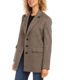 Houndstooth Notch Collar Blazer - Karen Kane -Karen Kane 13117242 fpx