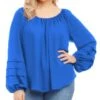 Pleated Blouson Sleeve Top - Karen Kane Plus -Karen Kane 13117259 fpx