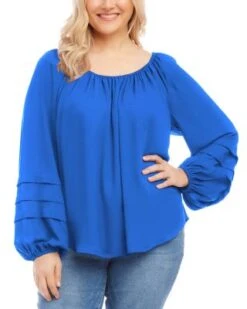 Pleated Blouson Sleeve Top - Karen Kane Plus
