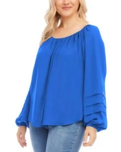 Pleated Blouson Sleeve Top - Karen Kane Plus -Karen Kane 13117261 fpx