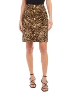 Leopard Print Corduroy Skirt - Karen Kane
