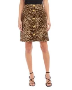 Leopard Print Corduroy Skirt - Karen Kane -Karen Kane 13117281 fpx