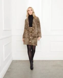 Petite Leopard Print Corduroy Jacket - Karen Kane -Karen Kane 13117296 fpx