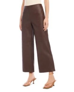 Faux Leather Cropped Wide Leg Pants - Karen Kane -Karen Kane 13117320 fpx