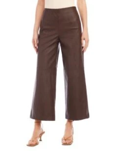 Faux Leather Cropped Wide Leg Pants - Karen Kane -Karen Kane 13117321 fpx