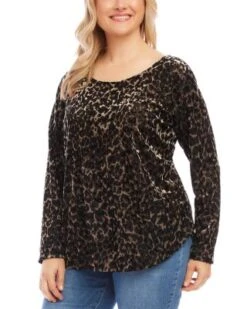 Velvet Burnout Shirttail Top - Karen Kane Plus -Karen Kane 13117328 fpx
