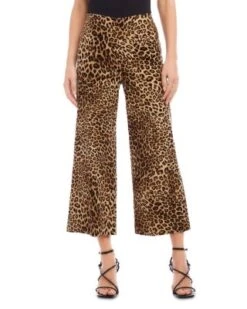 Leopard Print Corduroy Cropped Pants - Karen Kane