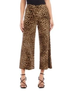 Leopard Print Corduroy Cropped Pants - Karen Kane -Karen Kane 13117334 fpx