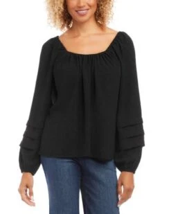 Pleated Sleeve Top - Karen Kane