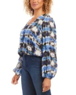 Petites Tie Dye Blouson Sleeve Top - Karen Kane -Karen Kane 13117393 fpx