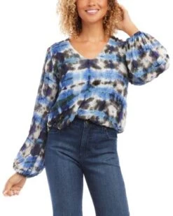 Petites Tie Dye Blouson Sleeve Top - Karen Kane -Karen Kane 13117395 fpx
