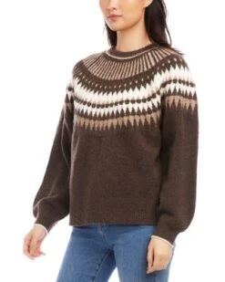 Jacquard Crewneck Sweater - Karen Kane -Karen Kane 13117411 fpx