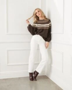 Jacquard Crewneck Sweater - Karen Kane -Karen Kane 13117416 fpx