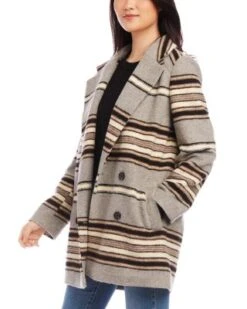 Striped Double Breasted Jacket - Karen Kane -Karen Kane 13117507 fpx