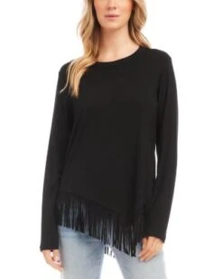 Asymmetric Fringe Top - Karen Kane