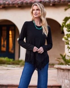 Asymmetric Fringe Top - Karen Kane -Karen Kane 13117536 fpx