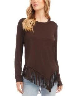 Petites Asymmetric Fringe Top - Karen Kane -Karen Kane 13117570 fpx 1