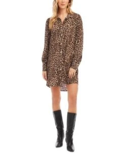 Petites Animal Print Blouson Sleeve Shirtdress - Karen Kane -Karen Kane 13117628 fpx