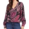 Petites Blouson Sleeve V Neck Blouse - Karen Kane -Karen Kane 13142954 fpx