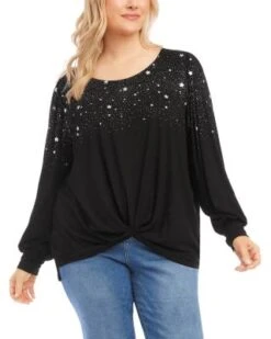 Twist Front Top - Karen Kane Plus -Karen Kane 13142984 fpx