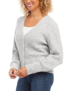 Ribbed V Neck Cardigan - Karen Kane -Karen Kane 13143024 fpx