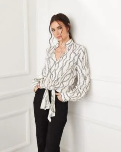 Tie Front Top - Karen Kane -Karen Kane 13143038 fpx