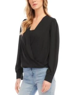 Petites Drape Front Top - Karen Kane -Karen Kane 13143053 fpx