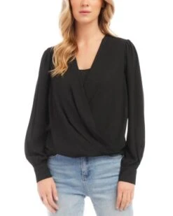 Petites Drape Front Top - Karen Kane -Karen Kane 13143054 fpx