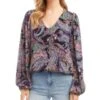 Paisley Print Blouson Top - Karen Kane -Karen Kane 13143141 fpx
