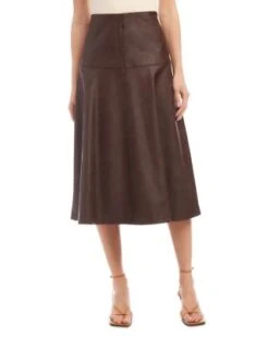 Faux Leather Midi Skirt - Karen Kane