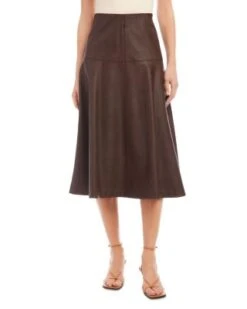 Faux Leather Midi Skirt - Karen Kane -Karen Kane 13184645 fpx