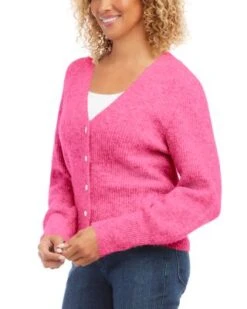 Ribbed V Neck Cardigan - Karen Kane -Karen Kane 13200267 fpx