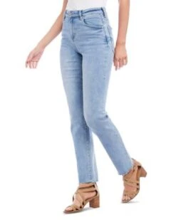 High Rise Straight Leg Jeans In Light Blue - Karen Kane -Karen Kane 13200289 fpx