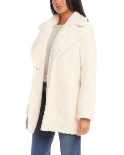 Notched Collar Fleece Coat - Karen Kane -Karen Kane 13218149 fpx