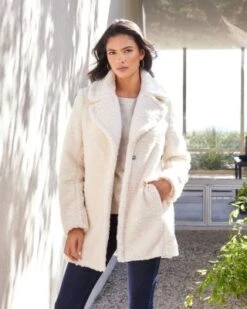 Notched Collar Fleece Coat - Karen Kane -Karen Kane 13218150 fpx