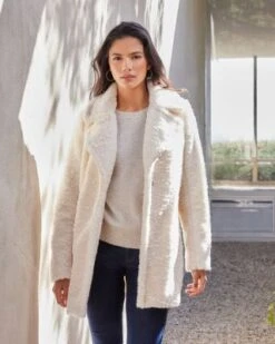 Notched Collar Fleece Coat - Karen Kane -Karen Kane 13218151 fpx