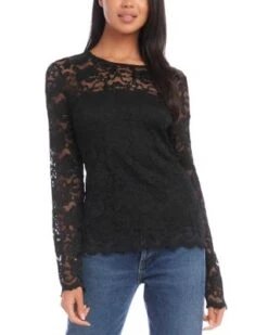 Petites Floral Lace Top - Karen Kane
