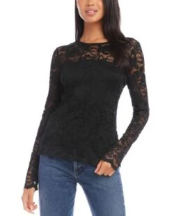 Petites Floral Lace Top - Karen Kane -Karen Kane 13218163 fpx