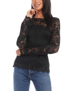 Petites Floral Lace Top - Karen Kane -Karen Kane 13218164 fpx