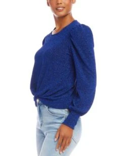 Gathered Metallic Puff Sleeve Top - Karen Kane -Karen Kane 13218183 fpx