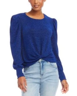 Gathered Metallic Puff Sleeve Top - Karen Kane -Karen Kane 13218184 fpx