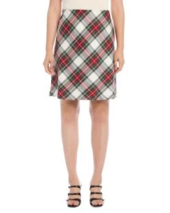 Bias Cut Plaid Pencil Skirt - Karen Kane