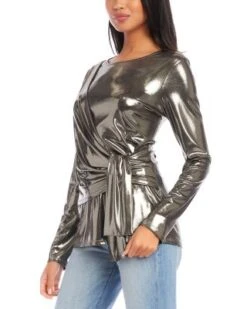 Metallic Drape Front Top - Karen Kane -Karen Kane 13218242 fpx