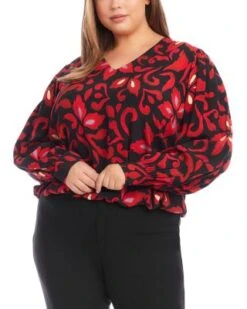Printed Crossover Top - Karen Kane Plus -Karen Kane 13218254 fpx