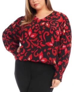 Printed Crossover Top - Karen Kane Plus -Karen Kane 13218256 fpx