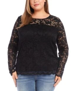 Floral Lace Top - Karen Kane Plus